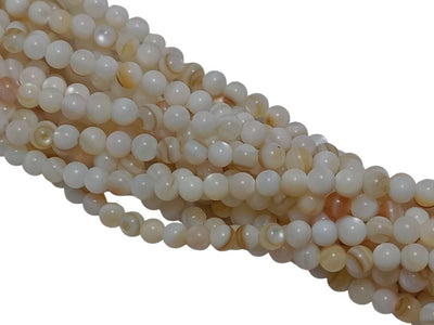 Off White Spherical Glossy Mother of Pearl Beads