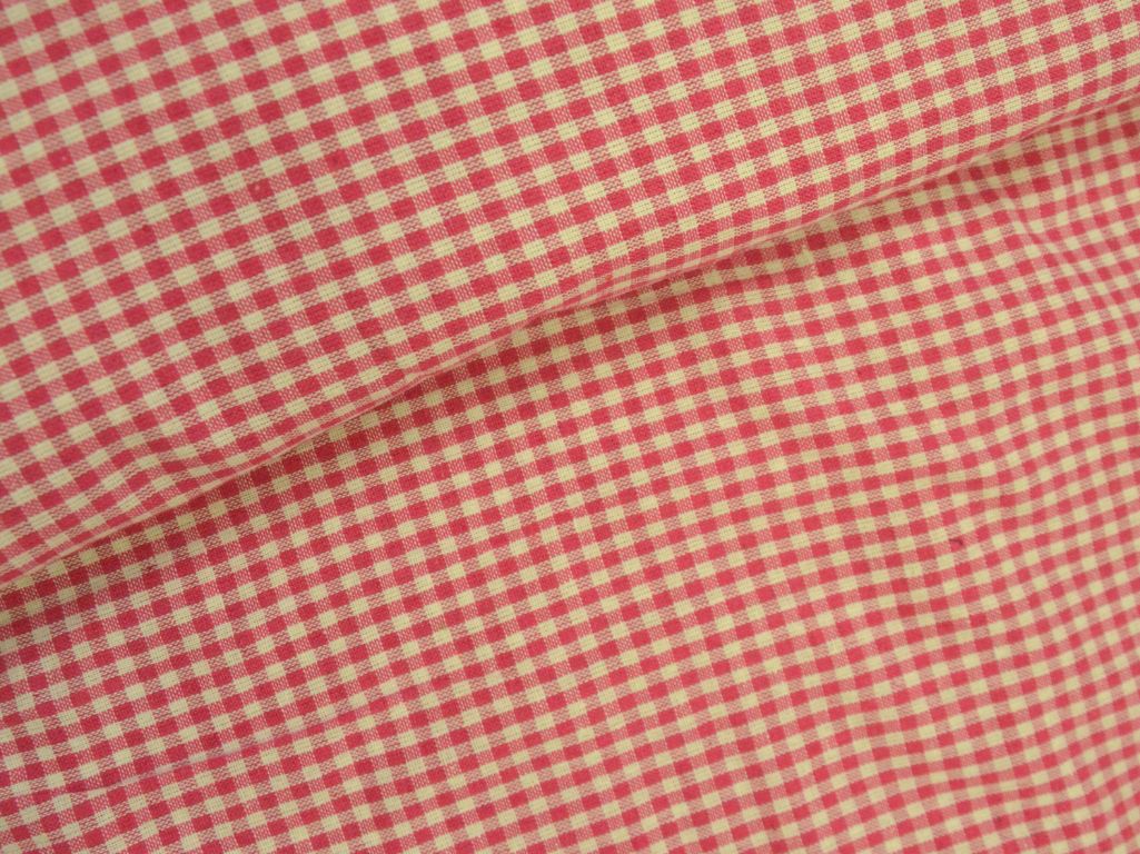 Pink Checks Yarns Dyed Pure Cotton Fabric