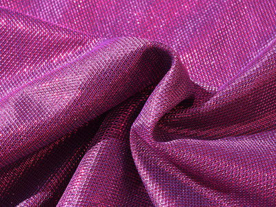 Magenta Metallic Geometric Mesh Shimmer Interlock Bonding Fabric