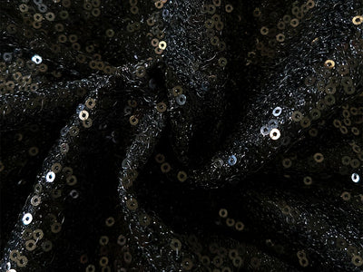 Black Glitter Sequins Embroidered Net Fabric