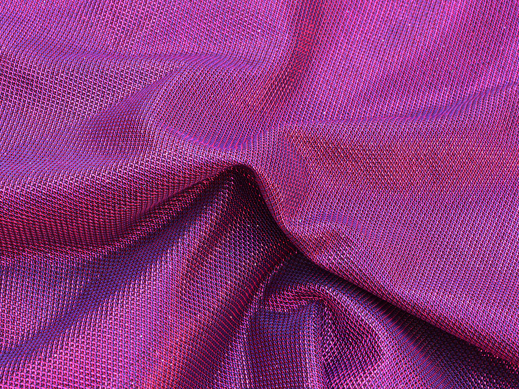 Magenta Metallic Geometric Mesh Shimmer Interlock Bonding Fabric