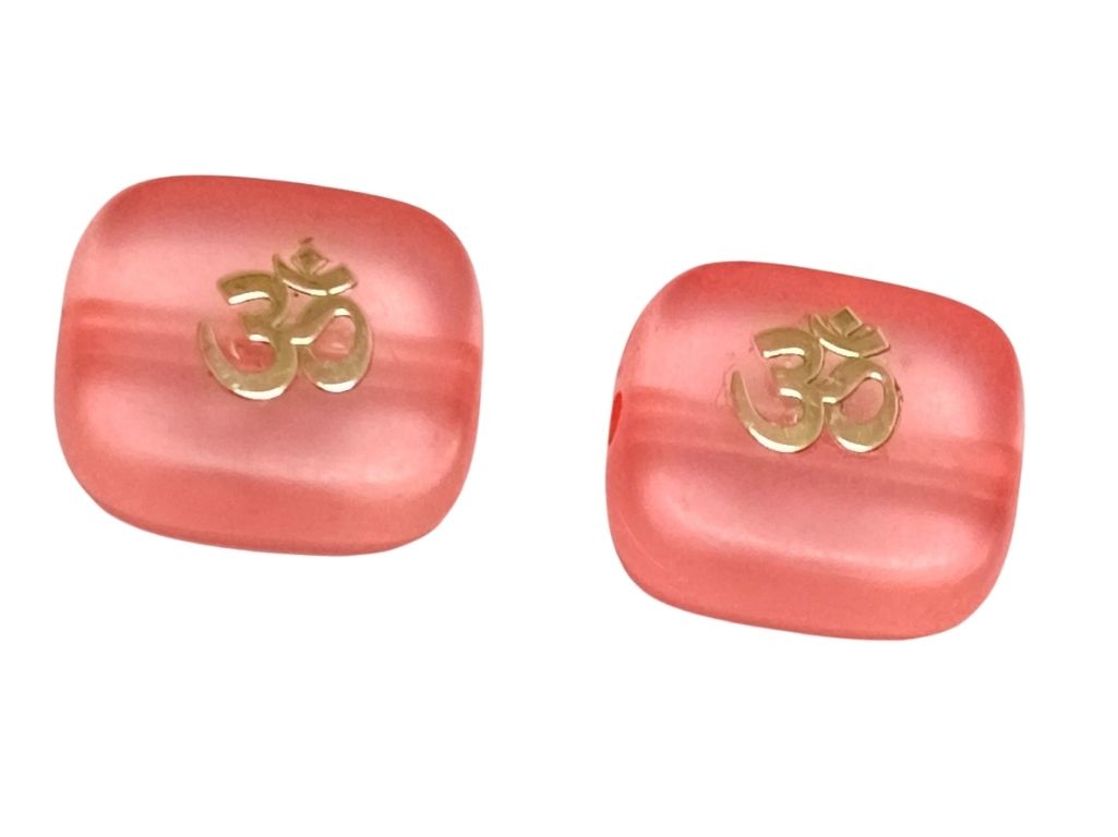Dark Peach Rectangular Resign Om Charms