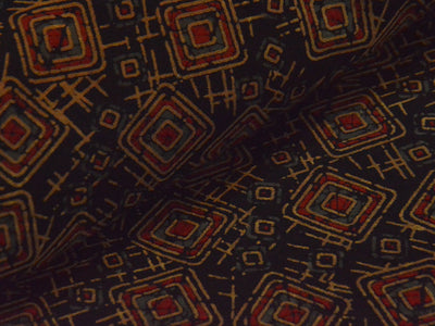 Black Handblocked Pure Cotton Fabric