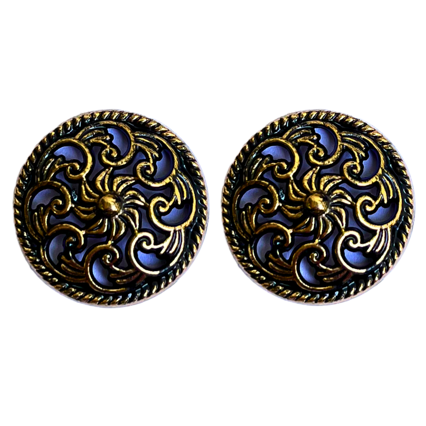 Black & Golden Elegant Traditional Designer Round 1 Hole Metal Buttons