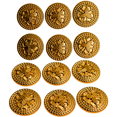 Pure Golden Regal Floral Motif Antique Design Round Shank Metal Button