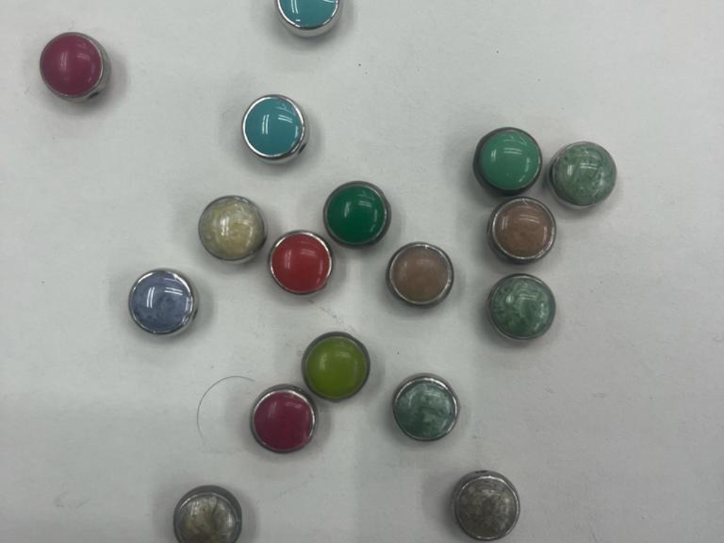 Multicolour Circular Plastic Beads with Enamel and Silver Side Frame