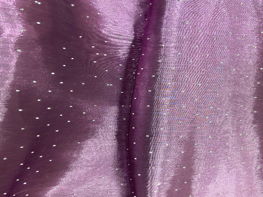 Grape Purple Dual Shade Burberry Stone Polyester Silk Fabric