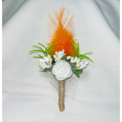 Multicolor Faux Feather Flower Brooch