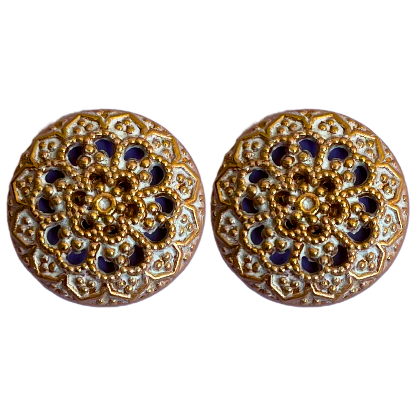 Pale Golden Color Traditional Designer 1 Hole Metal Buttons