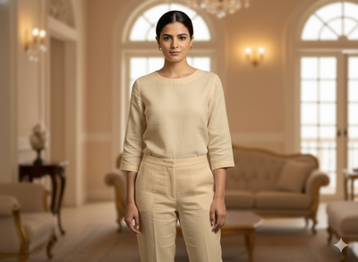 Precut of Natural Beige Pure Linen Fabric - 60 Lea