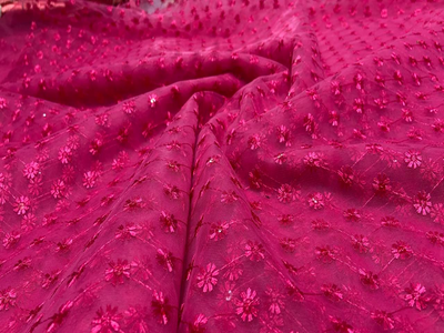 Sparkling Raspberry Pink Traditional Shiffly Mono Nylon Net Fabric