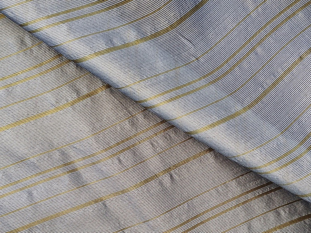 Gray Stripes With Golden Saw Lines Polyester Fabric