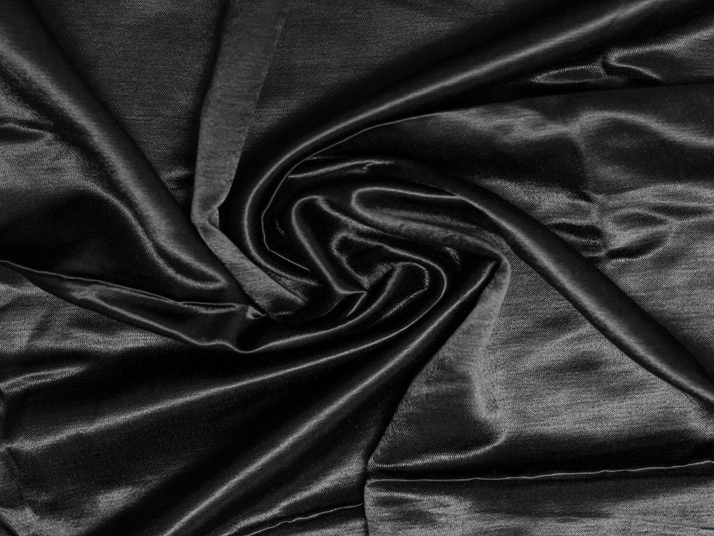 Black Plain Viscose Gaji Silk Fabric (Wholesale)