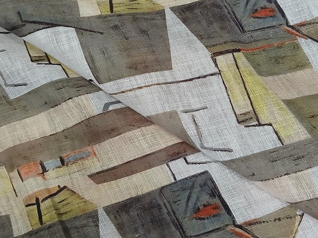 Multicolor Abstract Digital Print Linen Fabric (Wholesale)