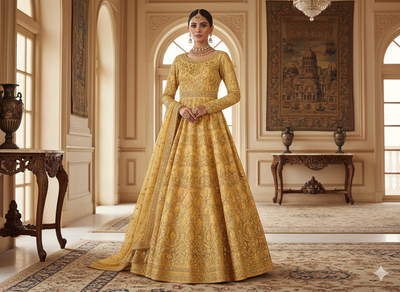 नींबू पीला धातुई सेक्विन कढ़ाई मलाई साटन कपड़ा