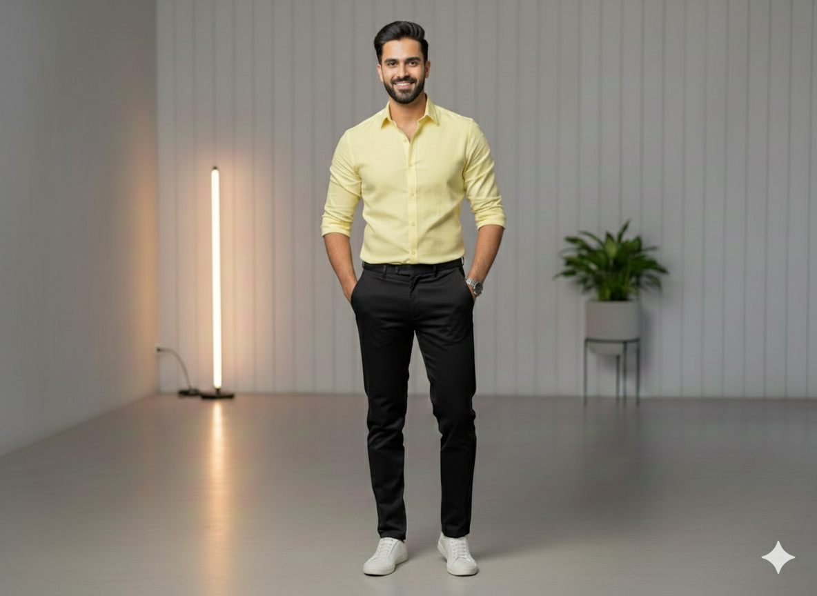 हल्का पीला सादा सूती लिनन कपड़ा