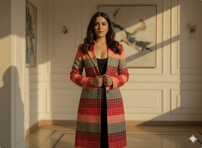 Multicolor Diamond Printed Semi Pashimna Woolen Fabric