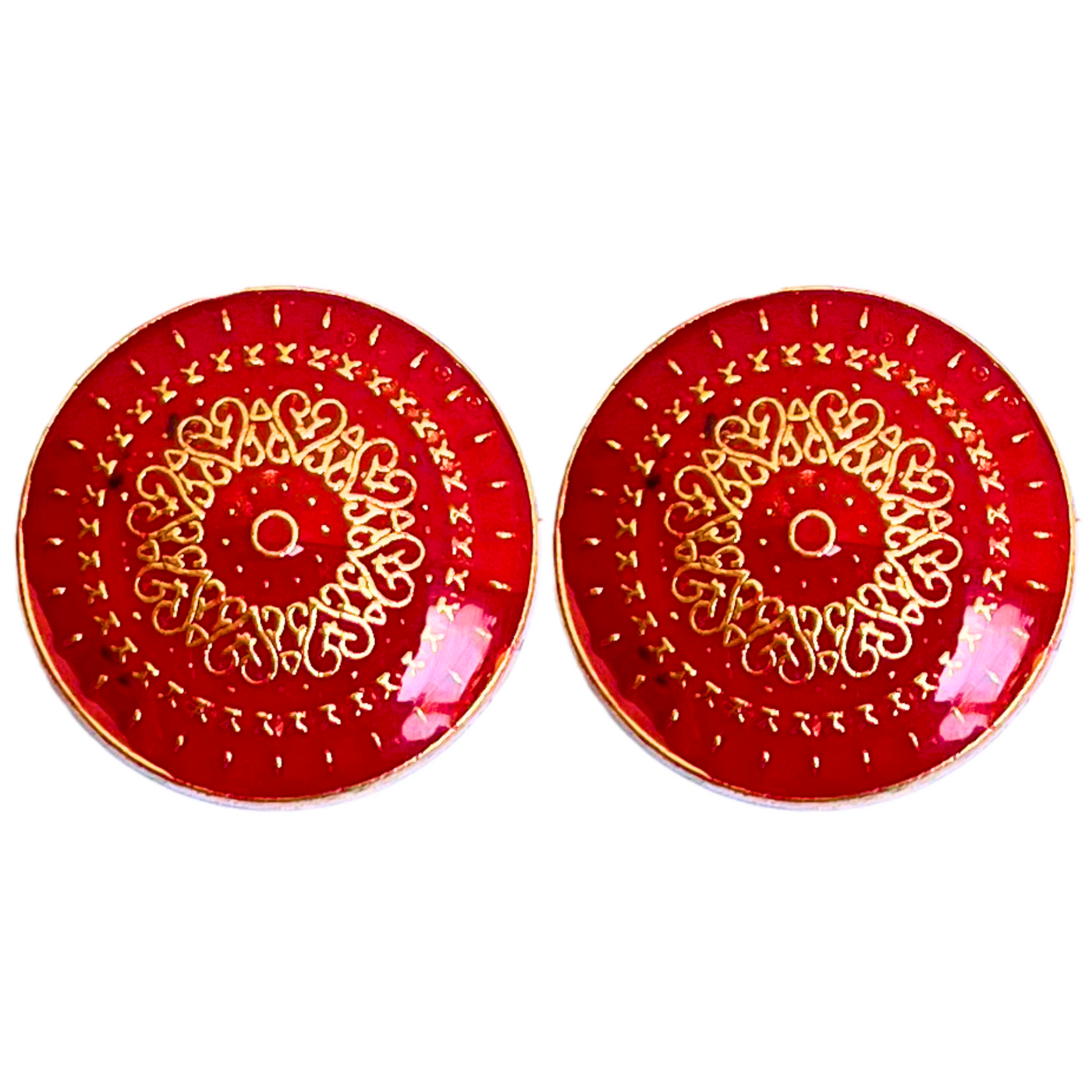 Red & Golden Color Traditional Designer 1 Hole Metal Buttons