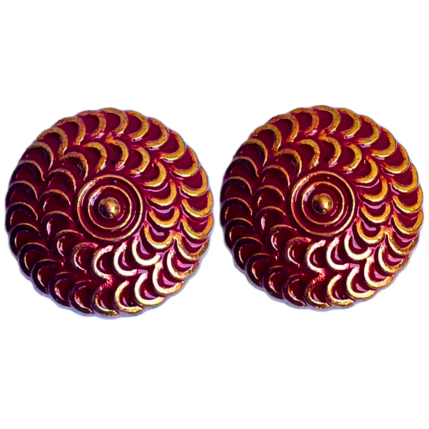 Red & Golden Color Elegant Traditional Designer Round 1 Hole Metal Buttons