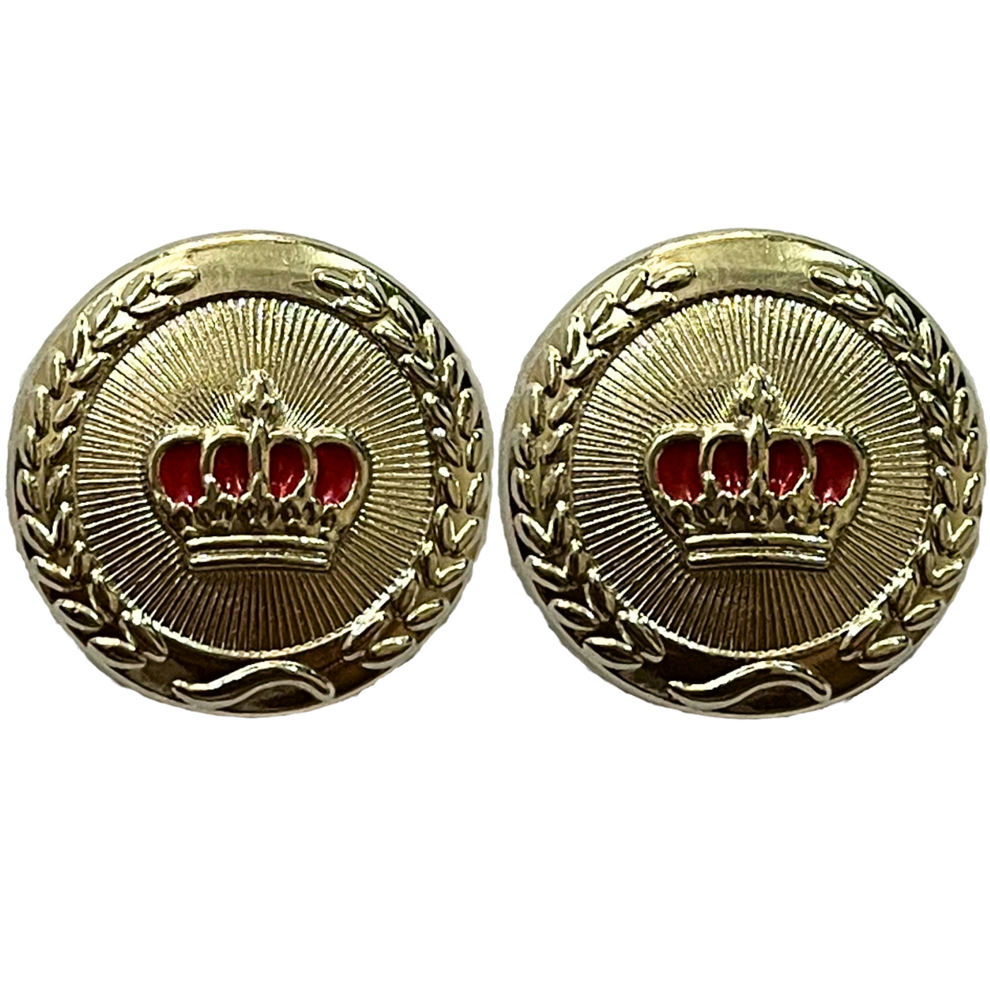 Red & Silver King and Queen Crown Design Round 1 Hole Metal Buttons