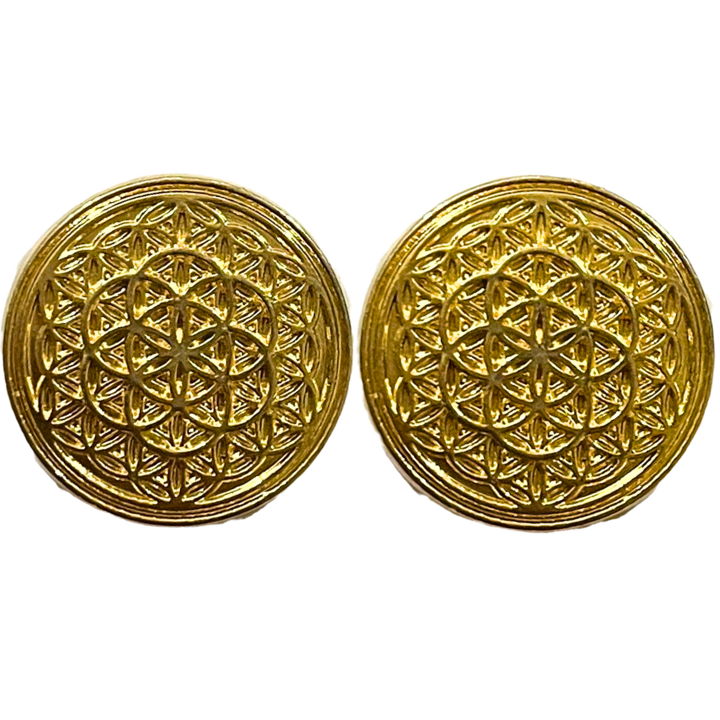 Pure Golden Color Mandala Design Round 1 Hole Metal Buttons