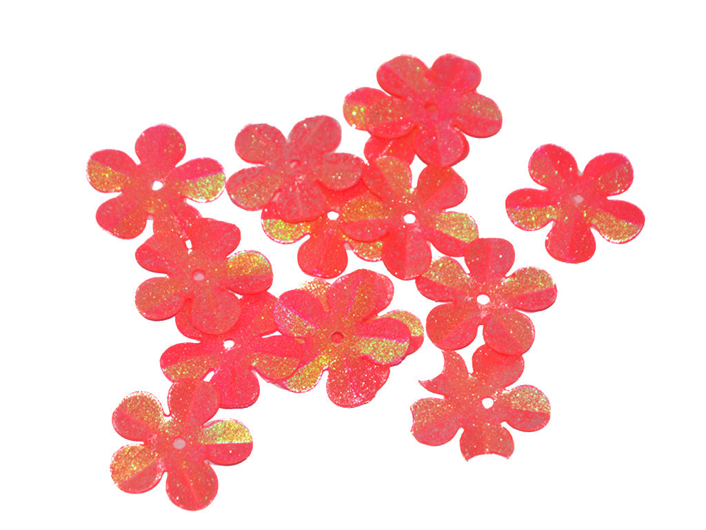 Hot Pink Rainbow Flower Plastic Sequins