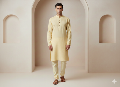 हल्का पीला सादा सूती लिनन कपड़ा