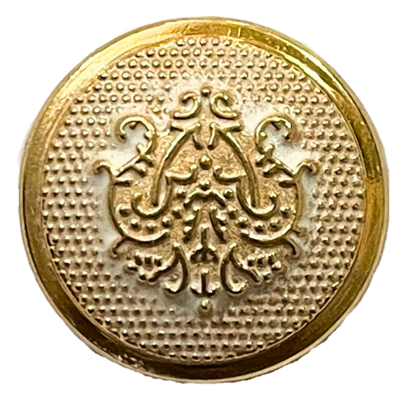 White & Golden King & Queen Singhasan Designer Round 1 Hole Metal Buttons