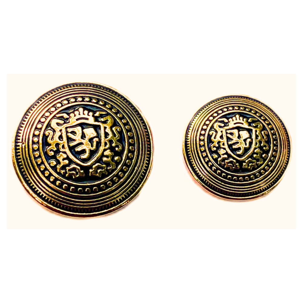 Golden & Black King’s Favourite Royal Crest Lion Shield Eye-Catchy Design Round Shank Metal Button Black and Golden Colour for Coat, Suit, Blazer, Sherwani, Nehru Jacket and for all Types of Clothes
