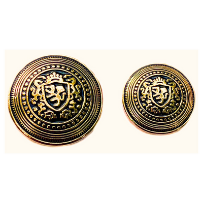 Golden & Black King’s Favourite Royal Crest Lion Shield Eye-Catchy Design Round Shank Metal Button Black and Golden Colour for Coat, Suit, Blazer, Sherwani, Nehru Jacket and for all Types of Clothes