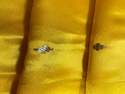 Vibrant Yellow Daman With Zari & Sequins Work Silk Fabric