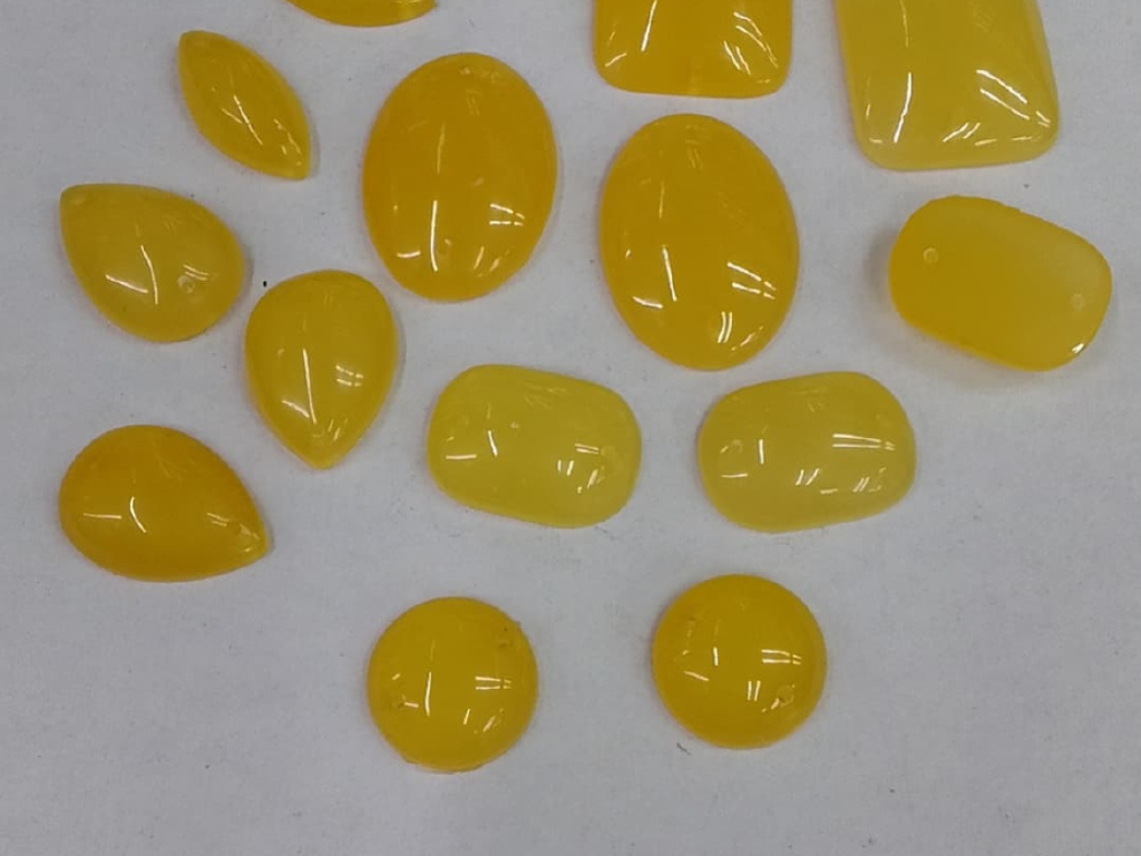 Yellow Opaque Mix Shape 2 Hole Plastic Stones