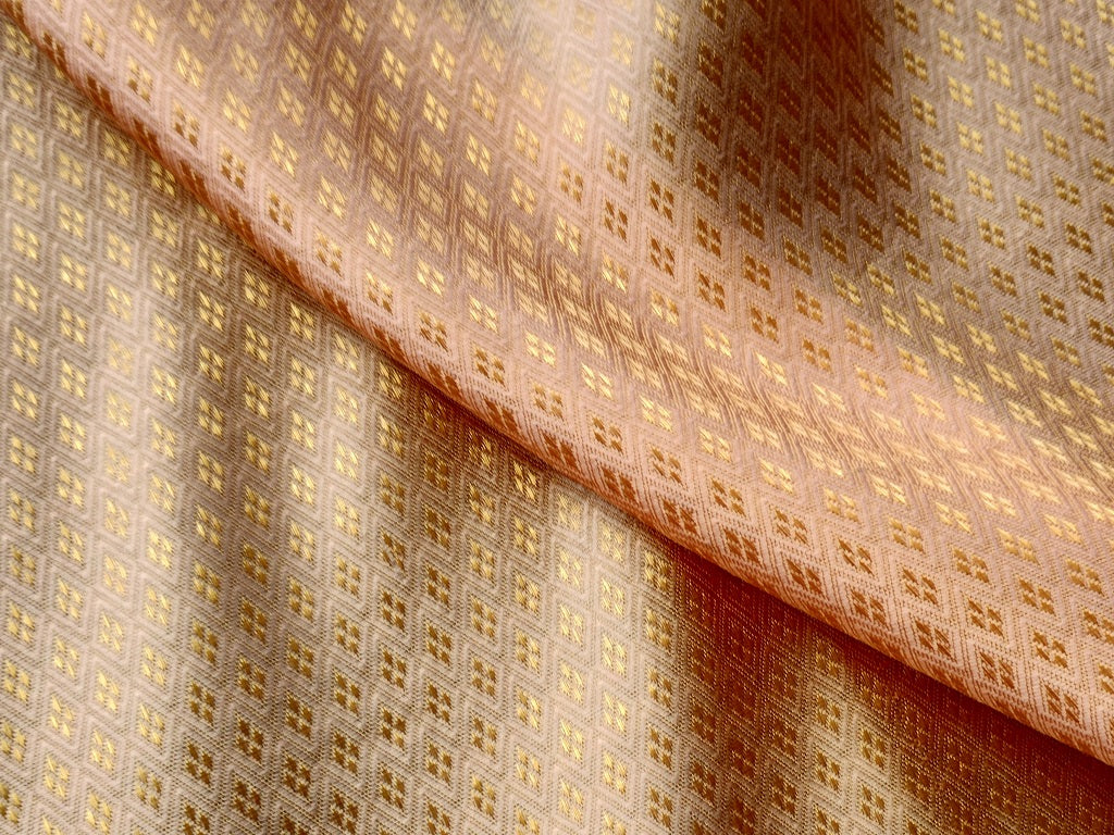 Golden Orange Shaded Geometric Caramel Rapier Jacquard Fabric