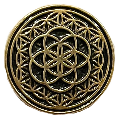 Black & Golden Color Mandala Design Round 1 Hole Metal Buttons