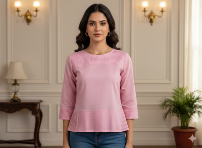 बेबी पिंक प्लेन ग्लेज्ड कॉटन फ़ैब्रिक (थोक)