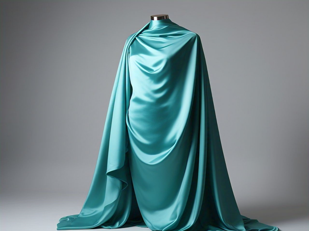 Blooming Turquoise Plain Satin Fabric