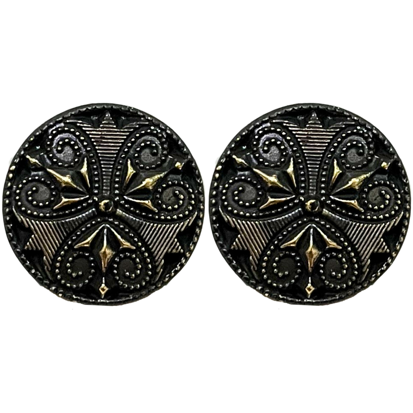 Black Color Ancient Medieval Designer Round 1 Hole Plastic Buttons