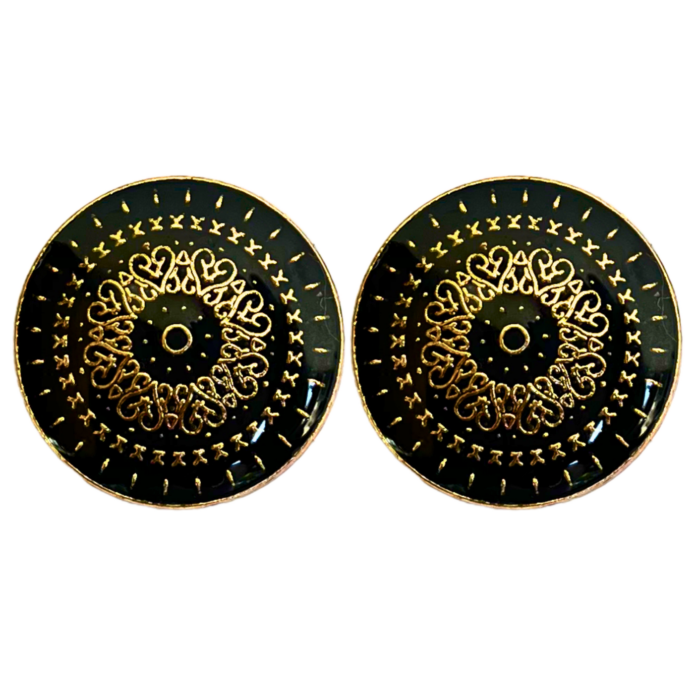 Black & Golden Color Traditional Designer 1 Hole Metal Buttons