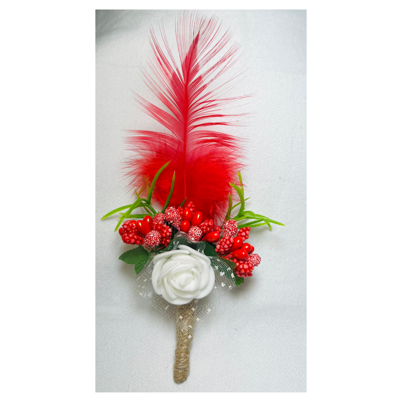 Multicolor Faux Feather Flower Brooch