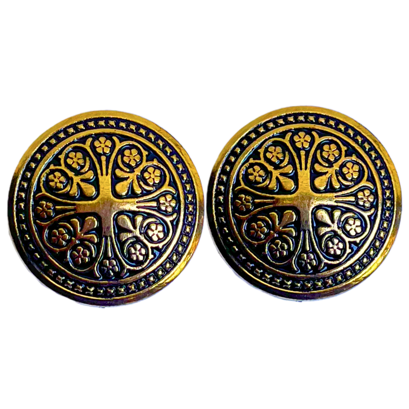 Black & Golden Color Traditional Designer 1 Hole Metal Buttons