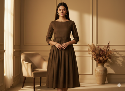 Coffe Brown Plain 100% Pure Mul Mul Cotton