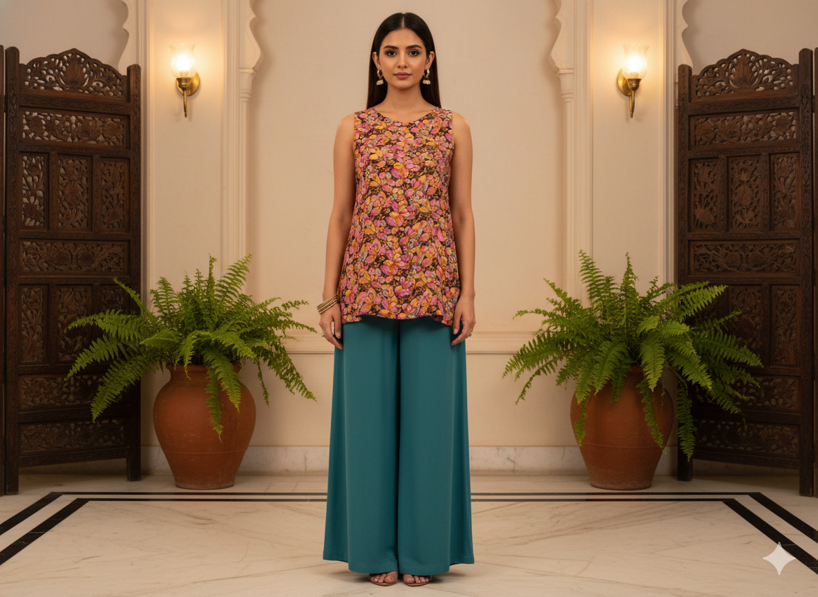 Black Floral Digitally Printed Butter Crepe Fabric