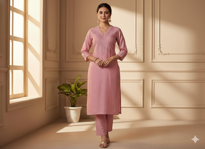 बेबी पिंक प्लेन ग्लेज्ड कॉटन फ़ैब्रिक