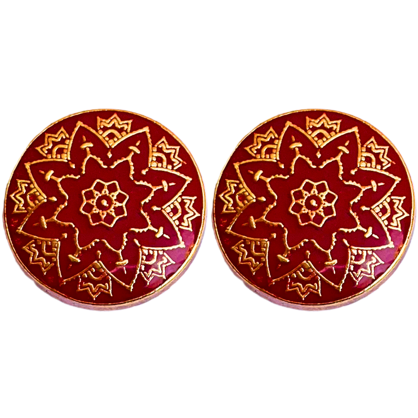 Red and Golden Designer Metal Buttons