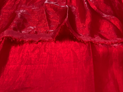 Luxuries Vibrant Red Heavy Fendi Silk