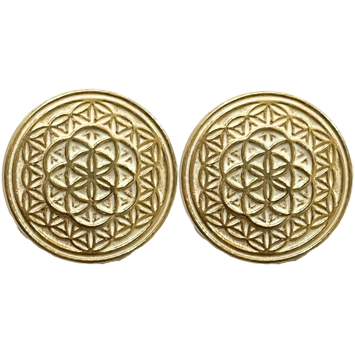 White Golden Color Mandala Design Round 1 Hole Metal Buttons