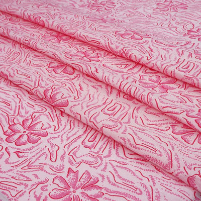 Pink Floral Dyed Printed Pure Cotton Fabric