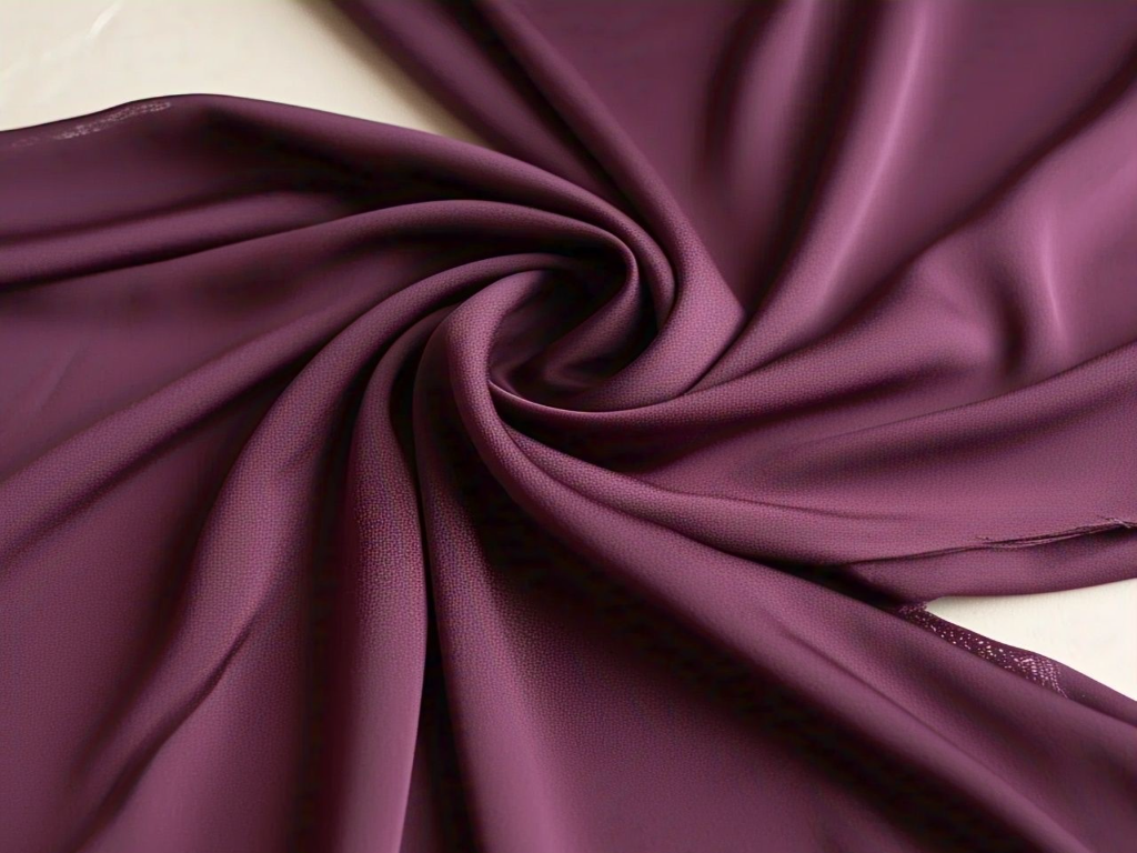 Tokiyo Deep Plum Purple Plain Crepe Fabric