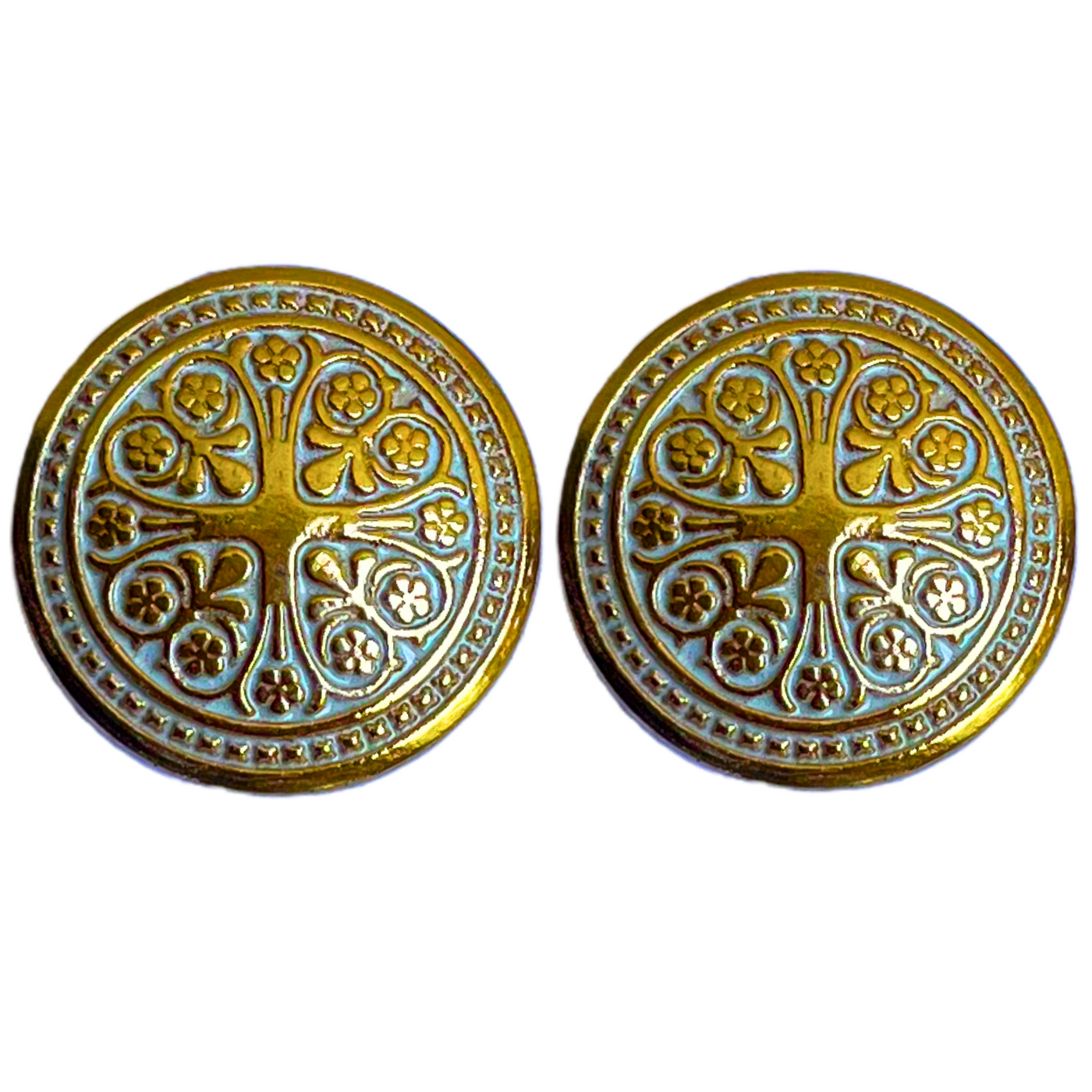 White & Golden Color Traditional Designer 1 Hole Metal Buttons