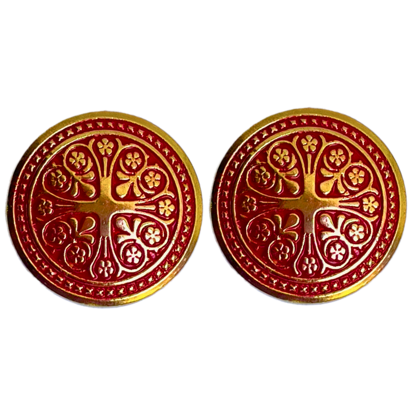 Red & Golden Color Traditional Designer 1 Hole Metal Buttons